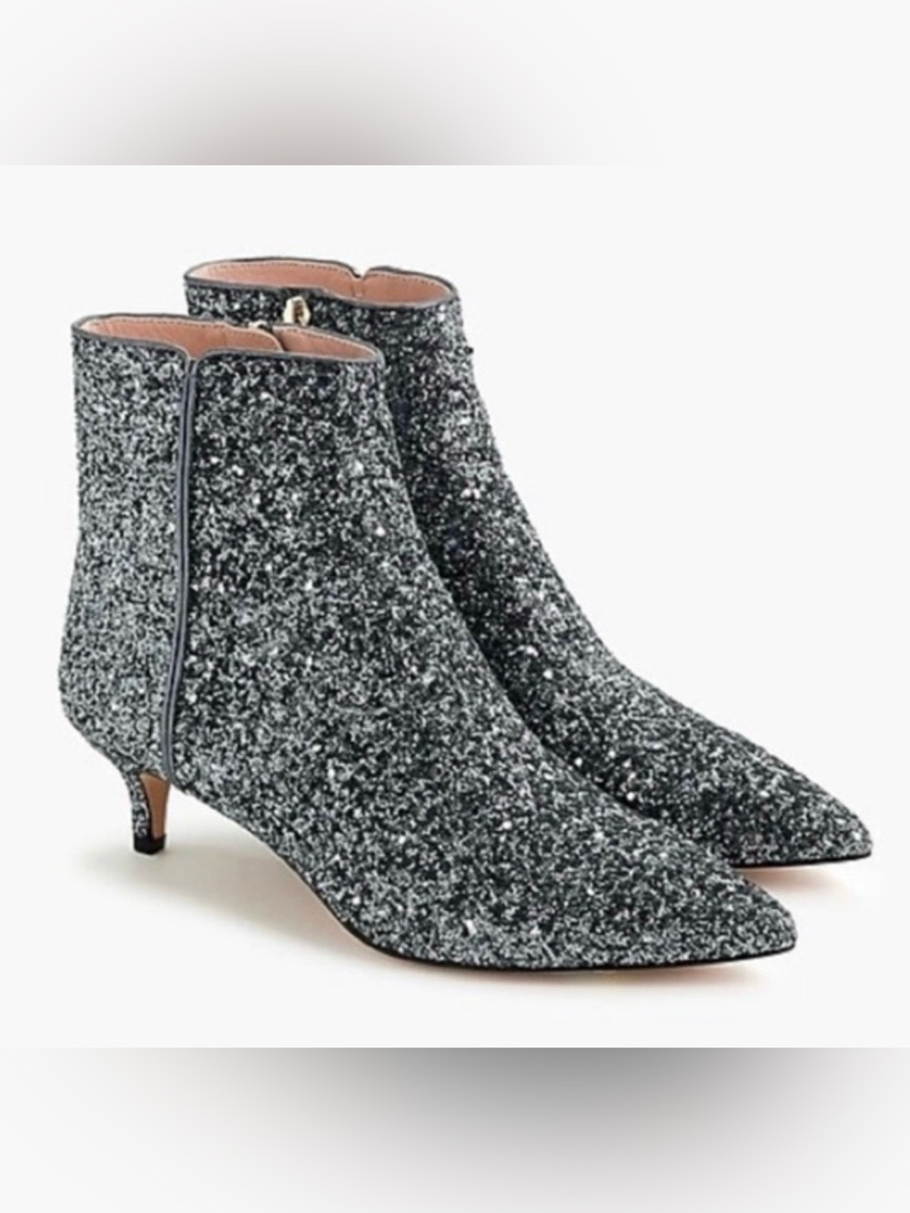 NEW J.CREW GLITTER FIONA KITTEN HEEL BOOTS BOOTIES AB102 SIZE 6.5